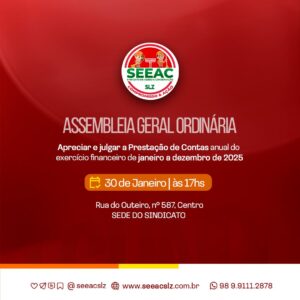 SEEAC convoca Assembleia Geral para Prestação de Contas do Exercício 2025